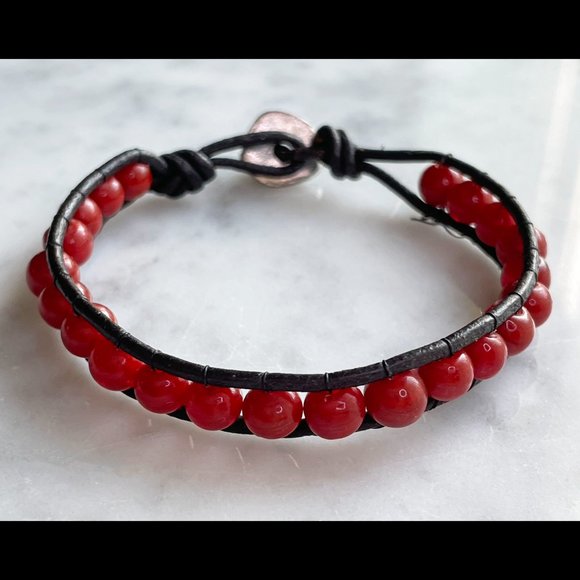 Two Red Beaded Bracelets, Each Very Different But Great Together! - Picture 5 of 11